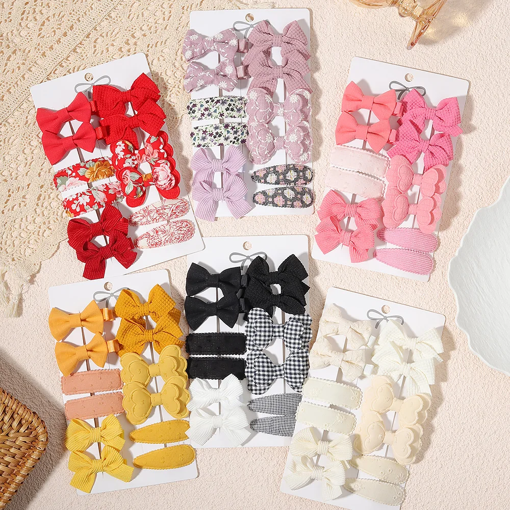 

10-12pcs/set Girls' Bow Hair Clip Bow BB Clip Combination Set for Children's Baby Birthday Decoration Clip Baby Hair Accessory