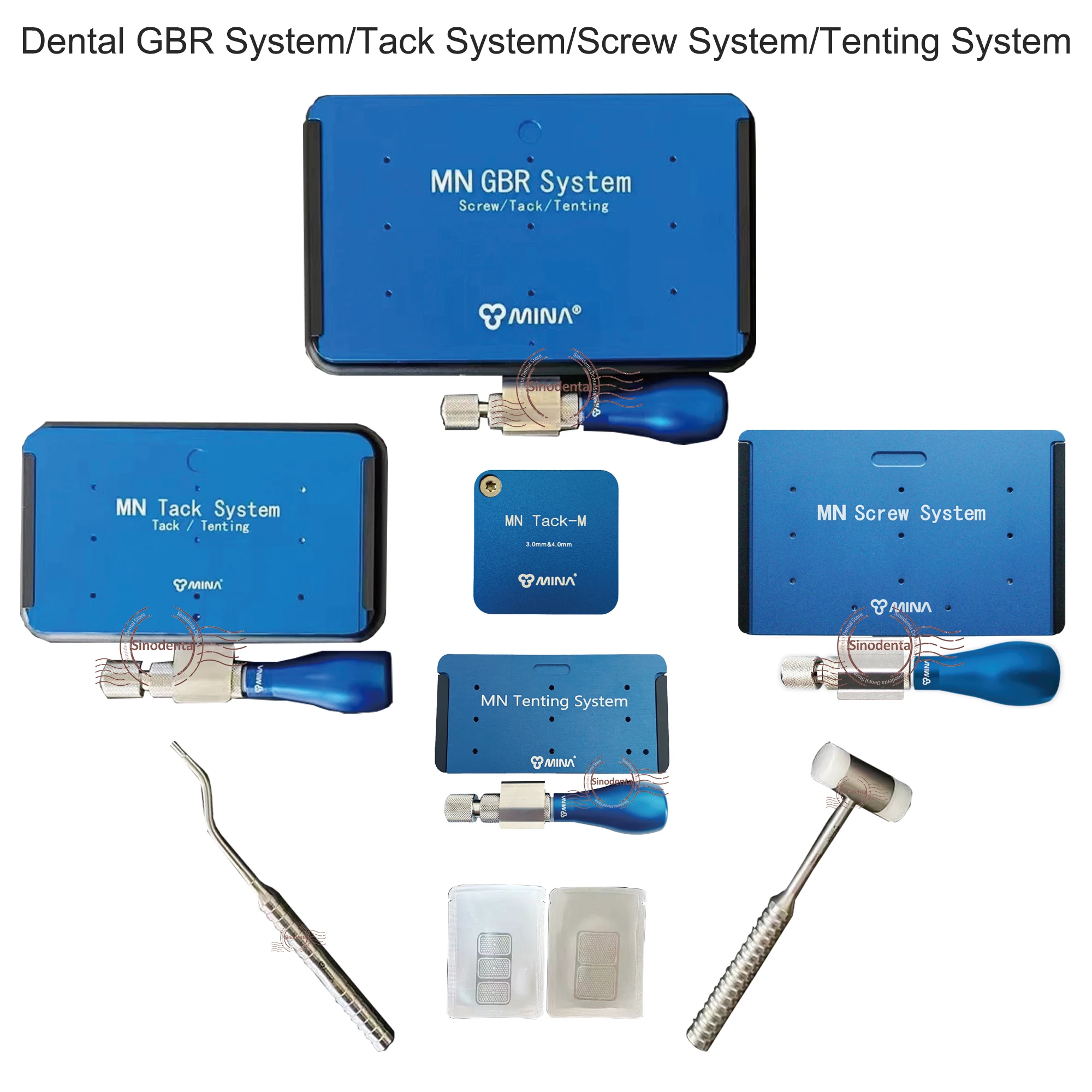 New 1 Set Dental GBR System Bone Tack Kit Driver Applicator Tenting Set Titanium Mesh Ti Pins GBR Tack Screw Dental Surgery Kit