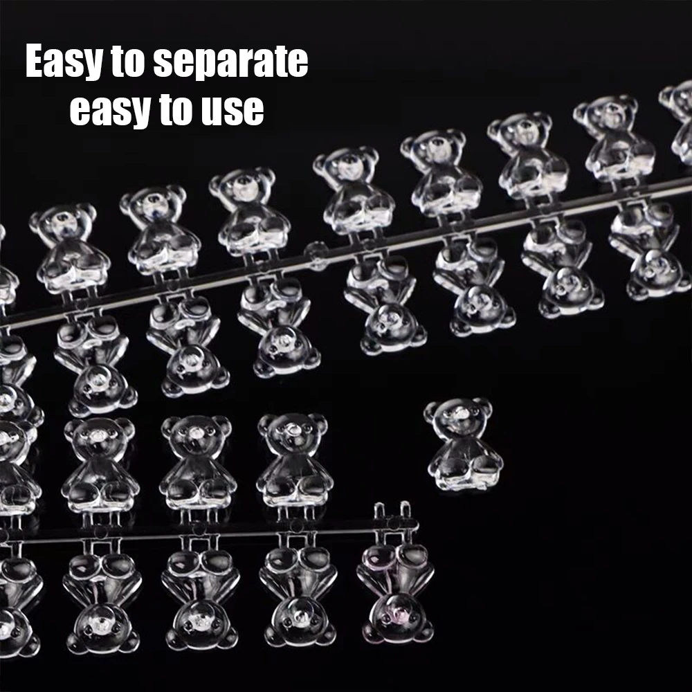 24Pcs Nail Polish Color Card Clear Acrylic Cute Cartoon Bear Shaped Nail Art Color Display Card Nail Polish Nail Art DIY Manicur