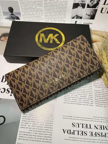 MICHAEL KORS 2026 New High-Quality Casual Fashion Long Zipper Wallet MK Classic Letter Flower Wallet Multi-Function Wallet Card