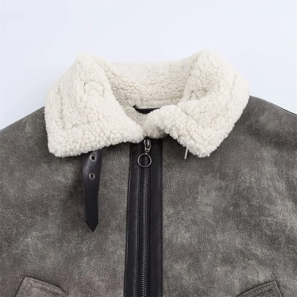 BM & MD & ZA-Chaqueta de manga larga con cuello abatible de doble cara para mujer, ropa de estilo Simple, decoración, otoño 2024