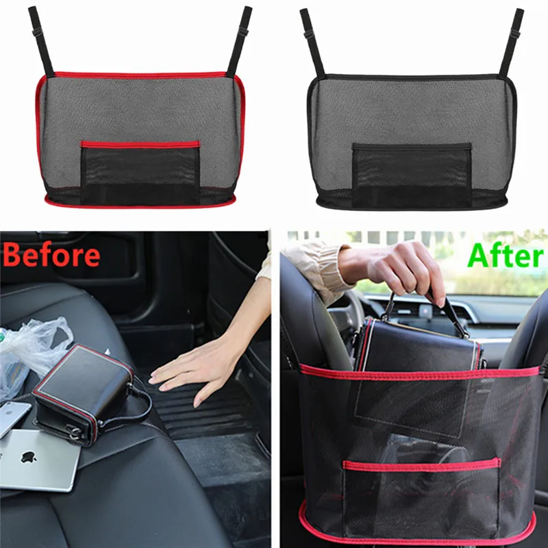 Car Net Pocket Handbag Holder Seat Back Organizer Mesh Car Purse Storage Netting Pouch Pocketbook Between Seats Front