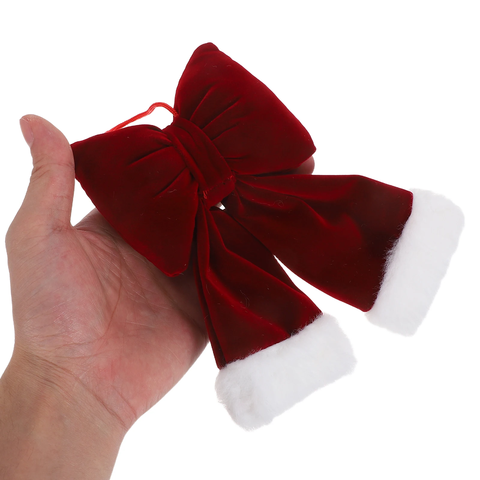 

3Pcs Christmas Bows Dark Red Flannel Ribbon Bowknot for Holiday Wreath Garland Tree Decoration Festive Red Bows Xmas Ornament