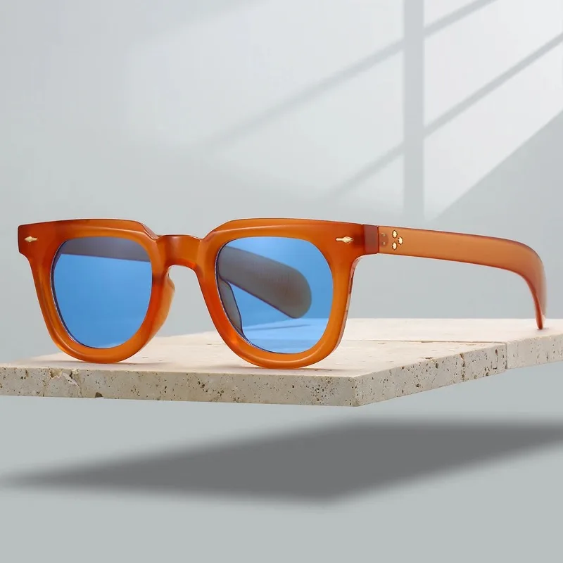 

Женские очки в стиле ретро с квадратными заклепками для декора, хип-поп, панк-тренды, походные солнцезащитные очки, модные однотонные мужские очки UV400