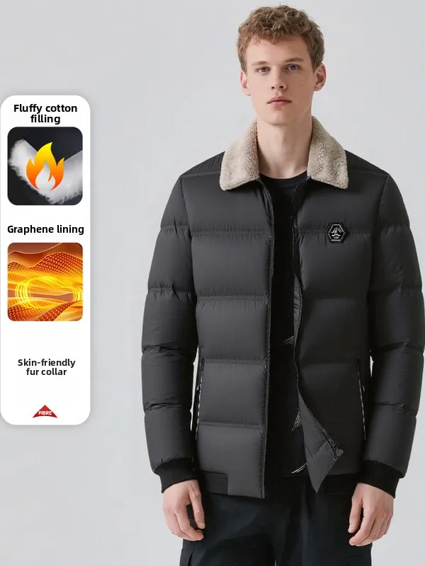 

Мужская повседневная хлопковая куртка с меховым воротником: теплая и морозостойкая, осенне-зимняя, утепленная, приталенная модель для отцов