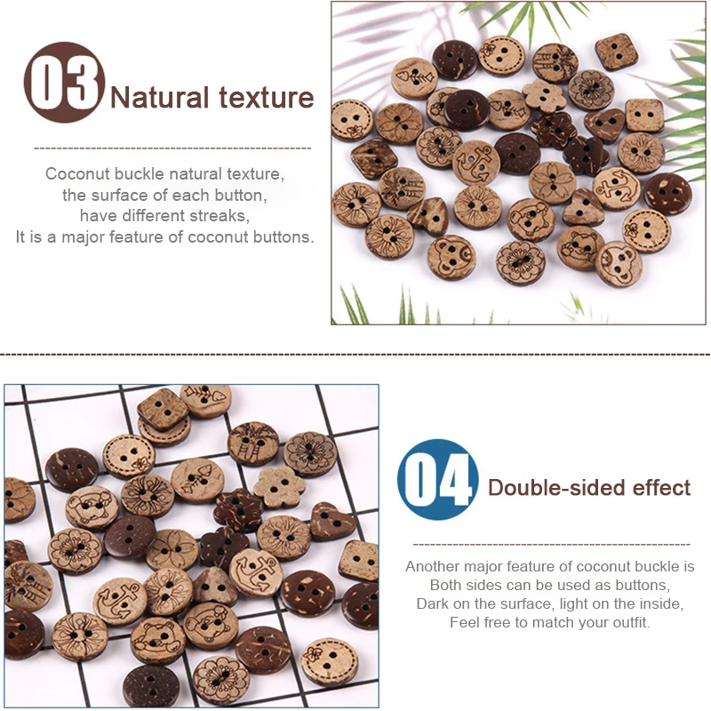 100/50Pcs DIY Wooden Coconut Buttons For Kids Clothing Accessories Sewing Natural Wooden Button Handicraft Supplies Handmade