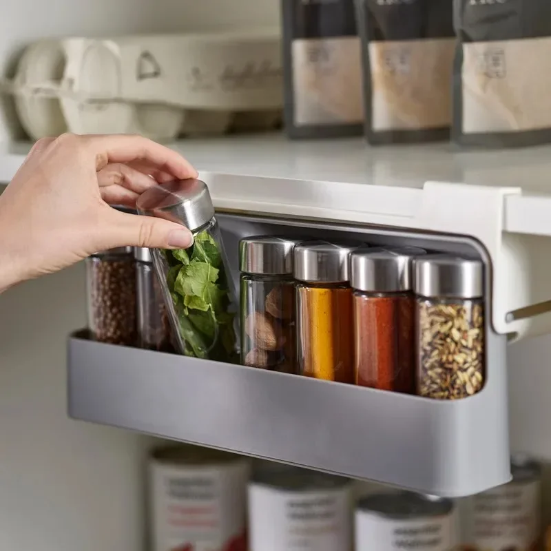 

Kitchen Organizer Plastic Spice Rack Seasoning Holder Under-Shelf Drawer Holder Spice Bottle Storage Boxes Kitchen Accessories