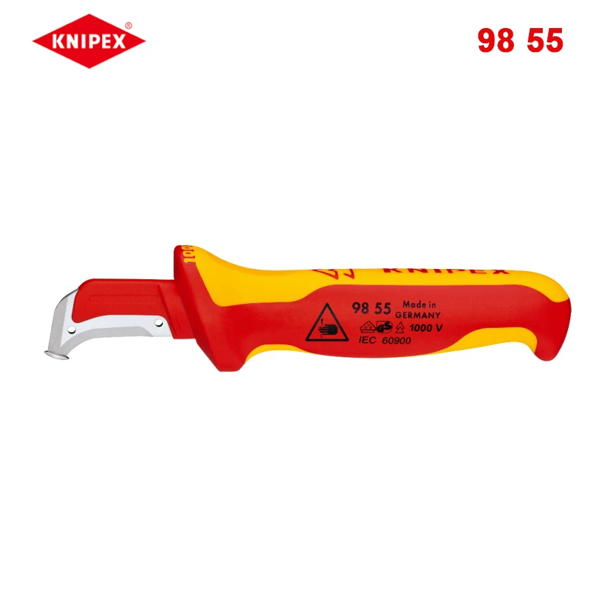 

KNIPEX Insulation Stripping Knives 1000V VDE with Guide Shoe Insulating Multi-component Handle 180 mm Overall 98 55