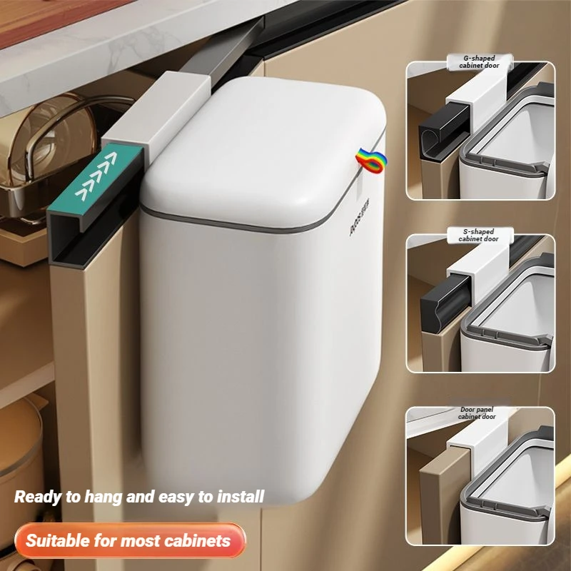 Joybos Kitchen Trash Can Wall Mounted Cabinet Door Hanging Garbage Bin With Lid Large Bathroom Toilet Garbage Can For Home