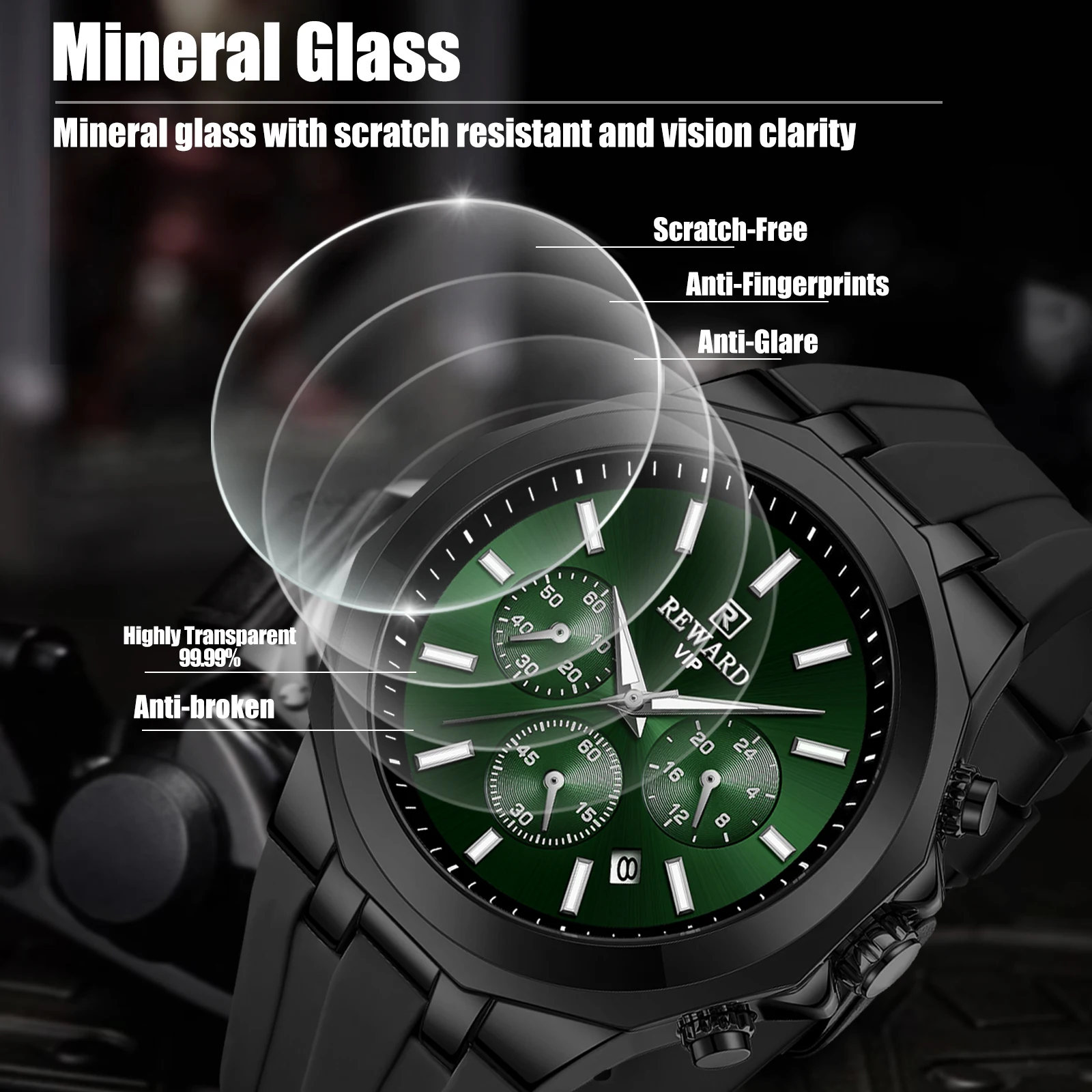 REWARD Men Watches Quartz Analog Waterproof Luminous Date Wrist Watch Silicone Strap Luxury Casual Watch for Men