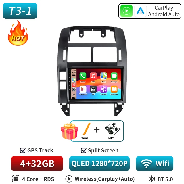 Voor Volkswagen Polo Mk4 2001-2011 Android Autoradio Multimedia Speler Carplay Auto Stereo GPS Navi 2din DSP Head Unit 5G DVD