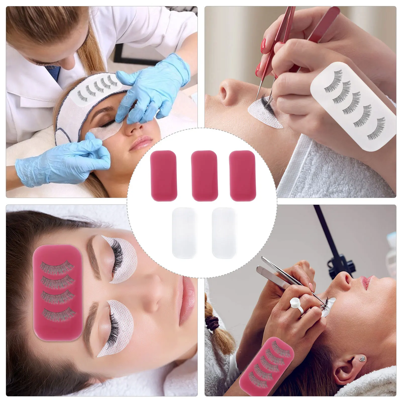 

5pcs Extension Grafting Plate Silicone Eyelash Pad For Beauty Salon Lash Tool Grafting Pallet False Eyelash Plate