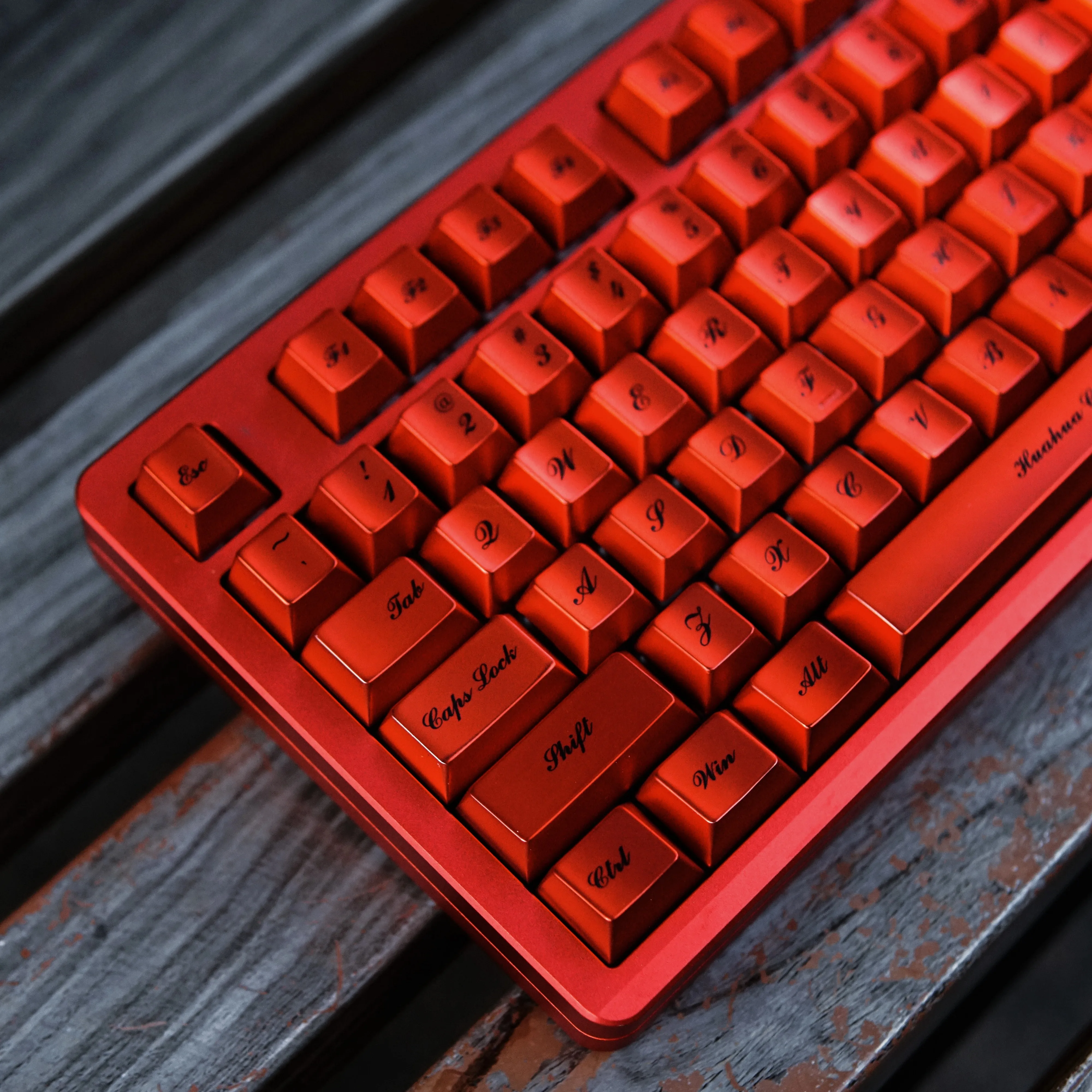 Metal Keycaps, Burgundy Floral Font Original Zinc Alloy, Suitable for Wooting/Mega Lion/Red Keycaps