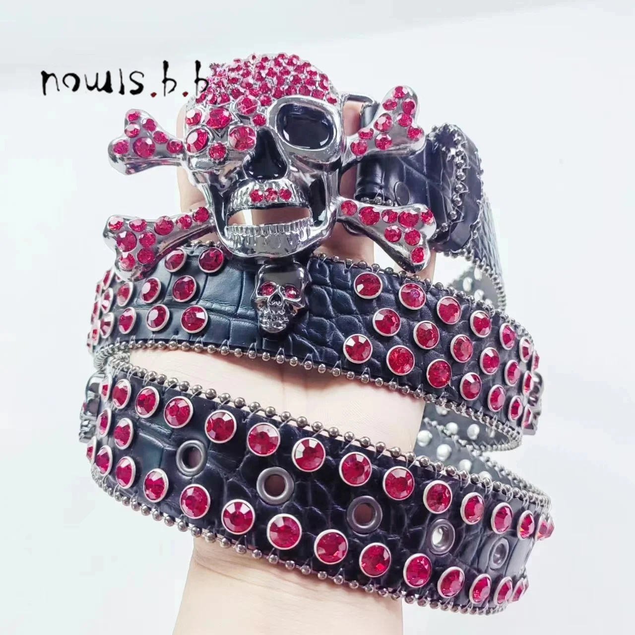 

Western Skull Rhinestone Belts Women Men PU Leather Belts Cowboy Y2K Girls Fashion Luxury Designer Brand Strap For Jeans