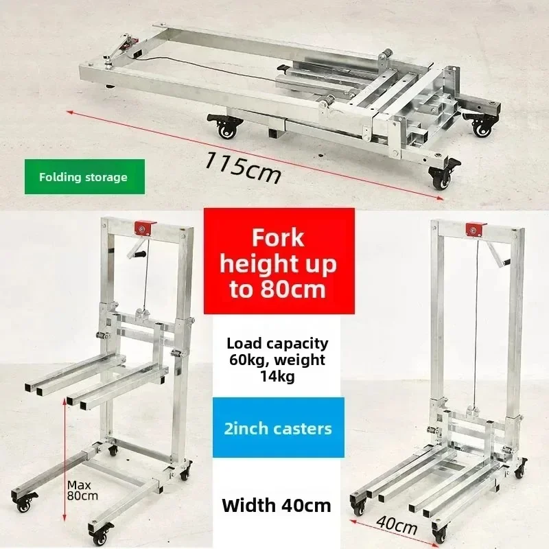 Loading Artifact Lifting Handling Forklift Lift Portable Folding Retractable Trolley Bearing 60Kg Adjustable Hand