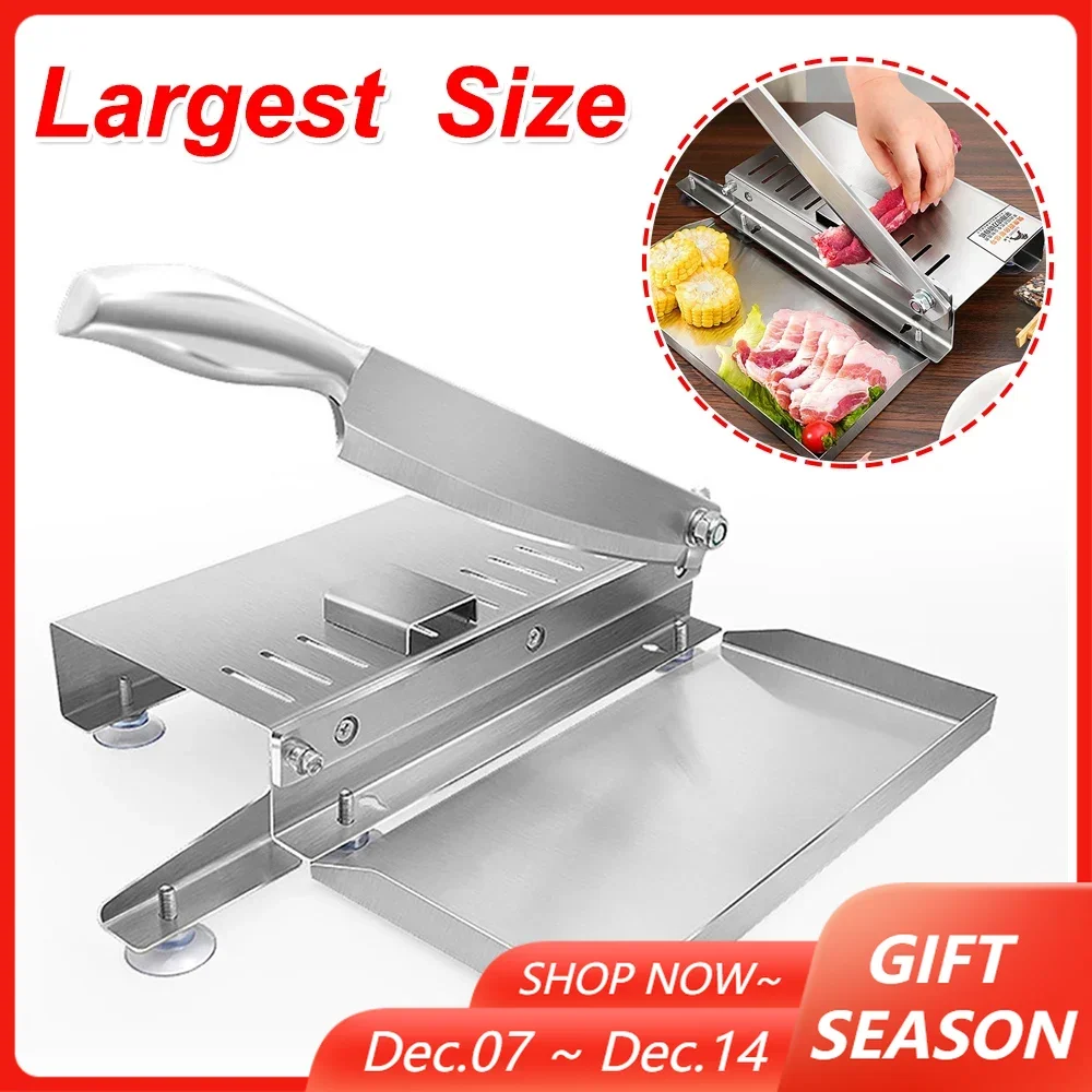 

Largest Meat Slicing Machine Household Stainless Steel Manual Meat and Vegetables Slicer Kitchen Gadgets Thickness Adjustable