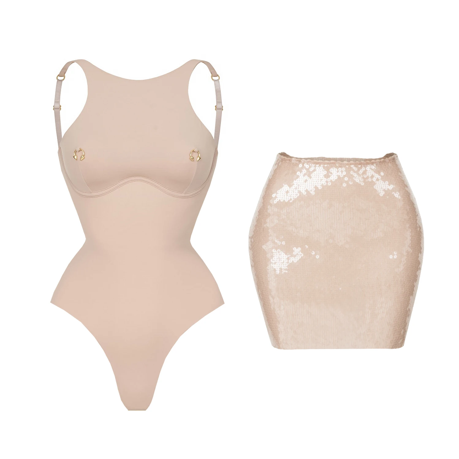 

Sexy Adjustable Women One Piece Bodysuit With Sequins Skirt Fashion Lady Swimwear Luxury Mujer Swimsuit Female Beachwear Outfit