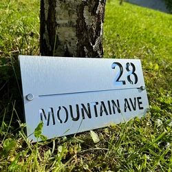 Large Size Luxury Custom Metal Aluminum Gray Gold Mirror House Number Sign Plate Outside Address Name Door Room Plaque