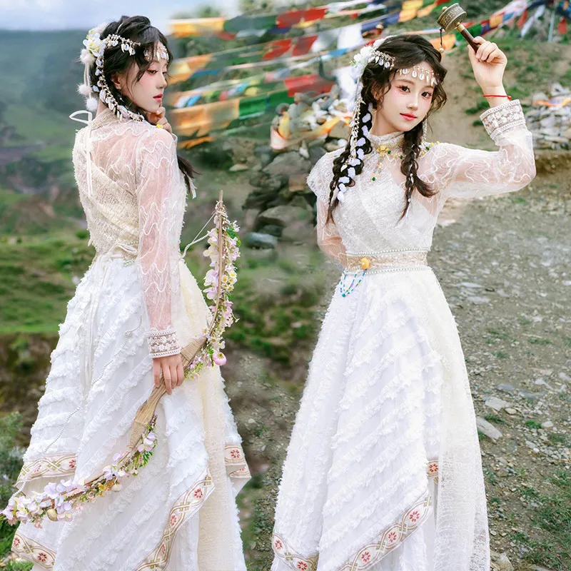 Tibetan Ethnic Women's Clothing  Style Photography Studio Travel Shoot Summer New Arrival Polyester Fiber 75% Other 25%