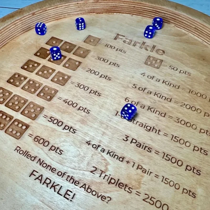 Wood Farkle Dice Tray 12Inch Farkle Classic Family  Dice Game for Family / Friends / Classmates Reunion