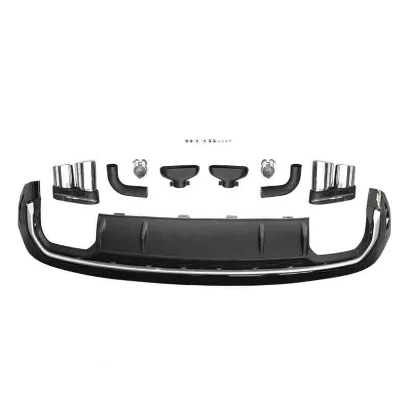 

New arrival auto parts for audi q5 Upgrade to sq5 rear diffuser with tail pipe gross black with silver strip 2018-2022