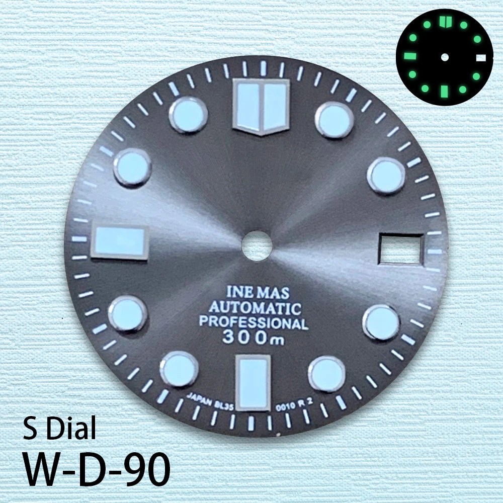 28.5mm S Logo Enamel Dial Suitable for NH35 Japanese Movement Green Luminous Sunray High Quality Watches Modified Accessories