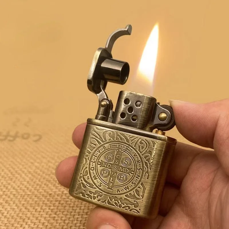 Zorro Kerosene Lighter Vintage Grinding Wheel Retro Metal Constantine Flint Copper Oil Gasoline Lighter Antique Series Lighter