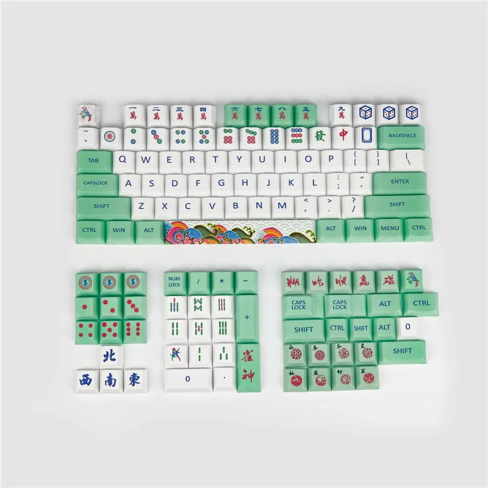 

Chinese Mahjong Keycaps Dye Sublimation 128 Keys Cherry Profile PBT Keycaps For 60 61 64 87 96 104 Mechanical Keyboard