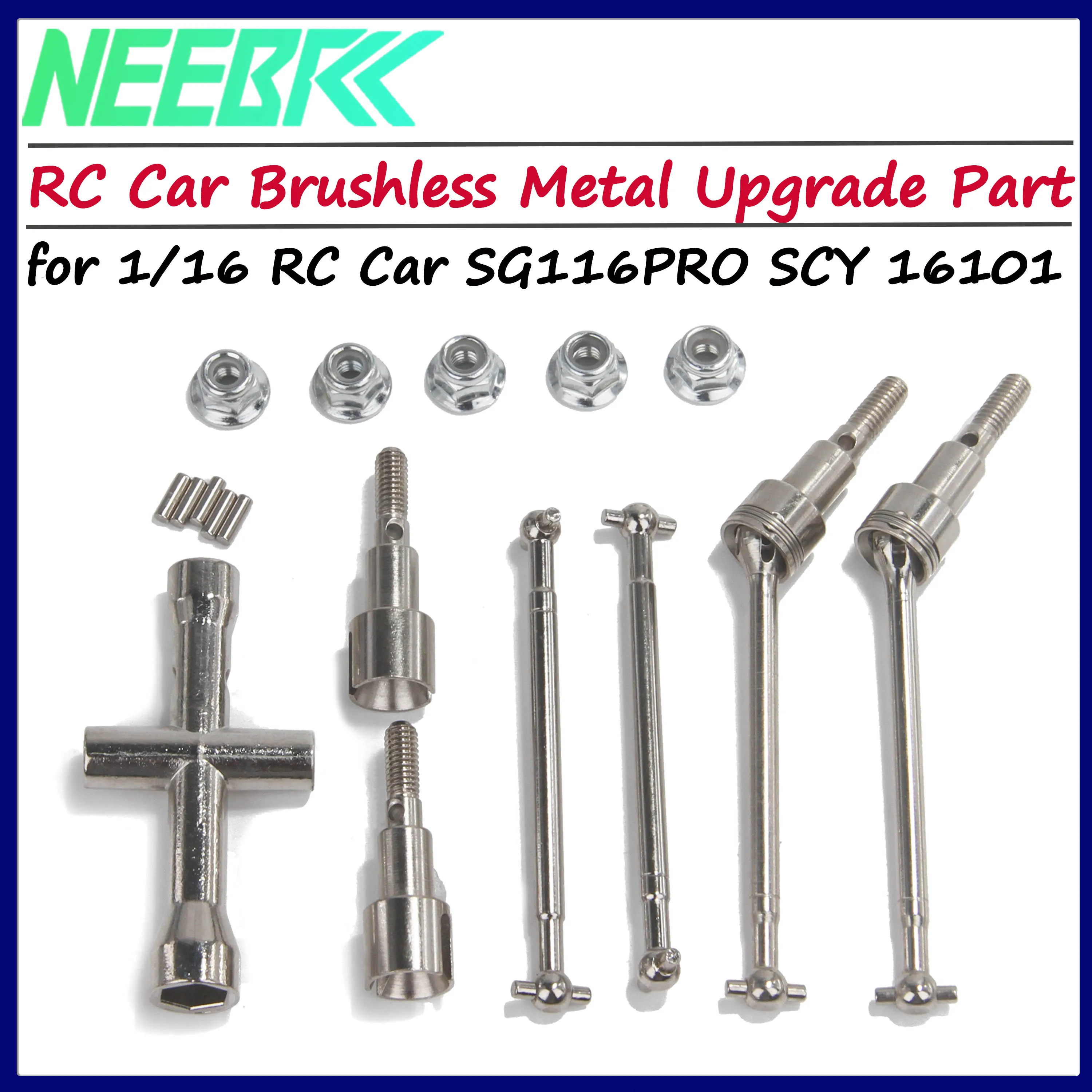 Eje de transmisión delantero y trasero de Metal sin escobillas para coche RC, eje de transmisión CVD para SG116PRO SG116MAX SCY 16101 16102 16103 16201, piezas de mejora