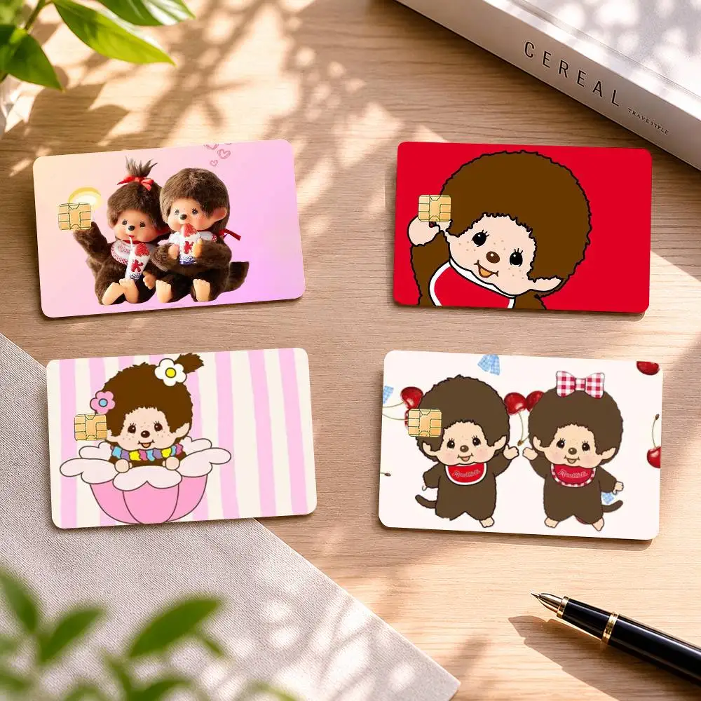 

Cute M-Monchhichi 4pcs 1Set Card Stickers Small Waterproof Chip 4PCS Card Sticker Anti-Scratch