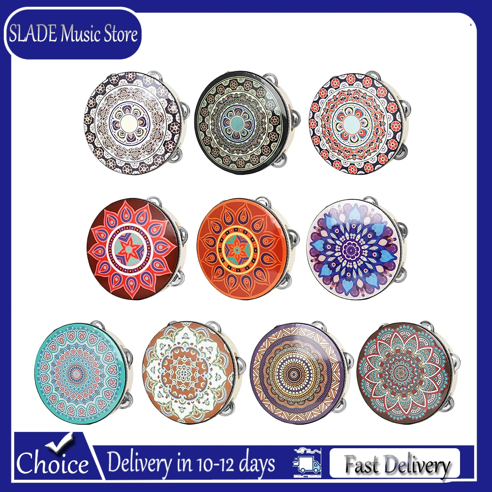 

8-дюймовый ручной барабан для танцев Дуньхуан, сценический, в китайском стиле, с классическим винтажным узором, этнический, для детей, музыкальный инструмент