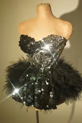 Vestito da donna nero con paillettes ballerino Stage WeaDrag Queen Outfit DJ DS Gogo Rave FestivalBackess Costume Sexy B230