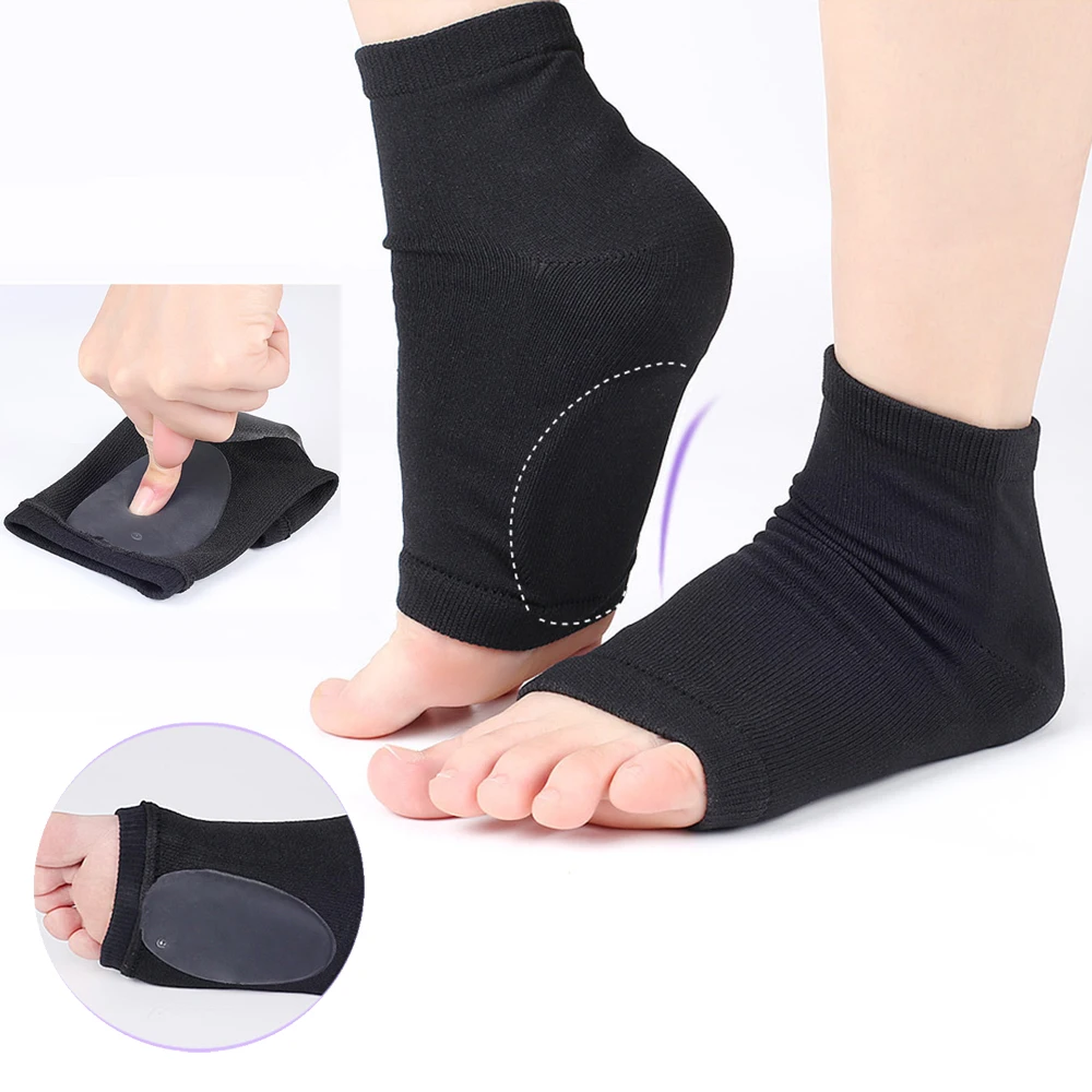 

1 пара ароматов, мягкие эластичные гелевые подушечки с рукавами для поддержки свода стопы, тканевые носки для облегчения боли при плоскостопии, подошвенный фасциит, пяточные шпоры