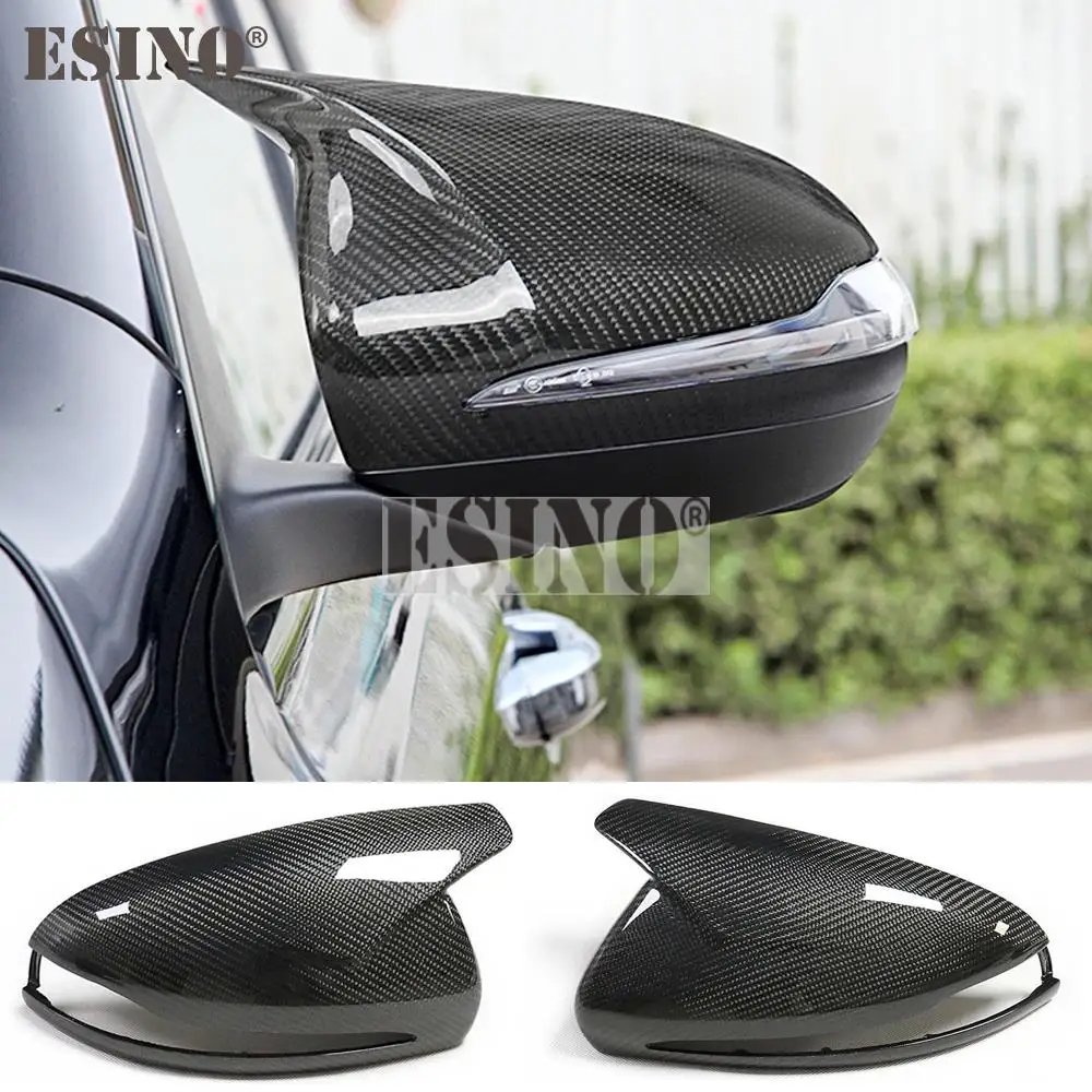 

2 x ABS Carbon Fiber Look Oxhorn Rearview Side Mirror Adhesive Covers Case Trims For Mercedes Benz W205 W213 W222 X156 X253 GLB