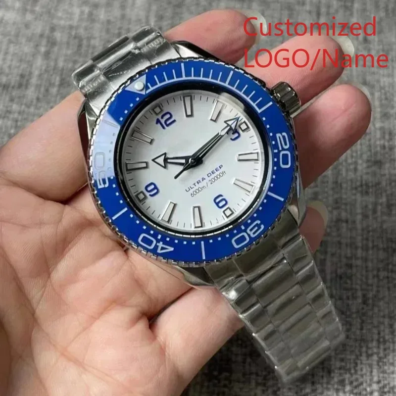 تخصيص الرجال التلقائية الميكانيكية ووتش 904L الفولاذ المقاوم للصدأ أسود أزرق أخضر السيراميك الحافة ارتفع الذهب الياقوت الساعات #4