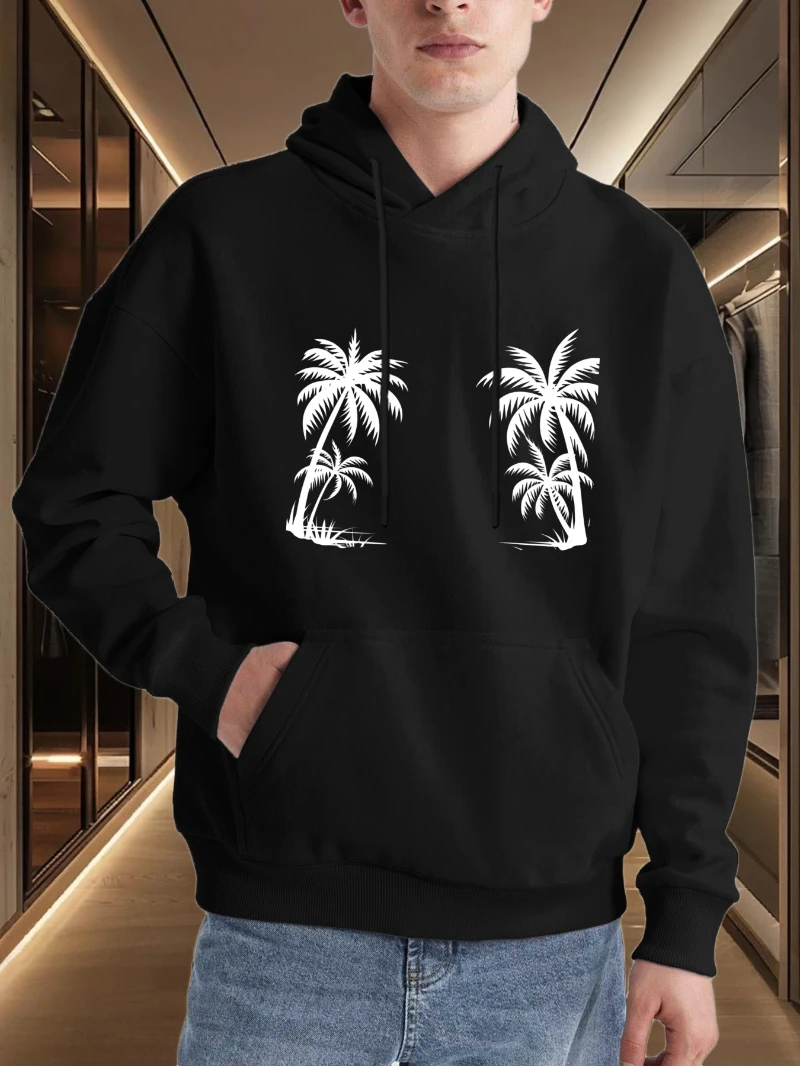 

2025 Autumn and Winter Men's Tree Print Hooded Sweatshirt High-end Luxury Is for Both Men and Women Top Y2k