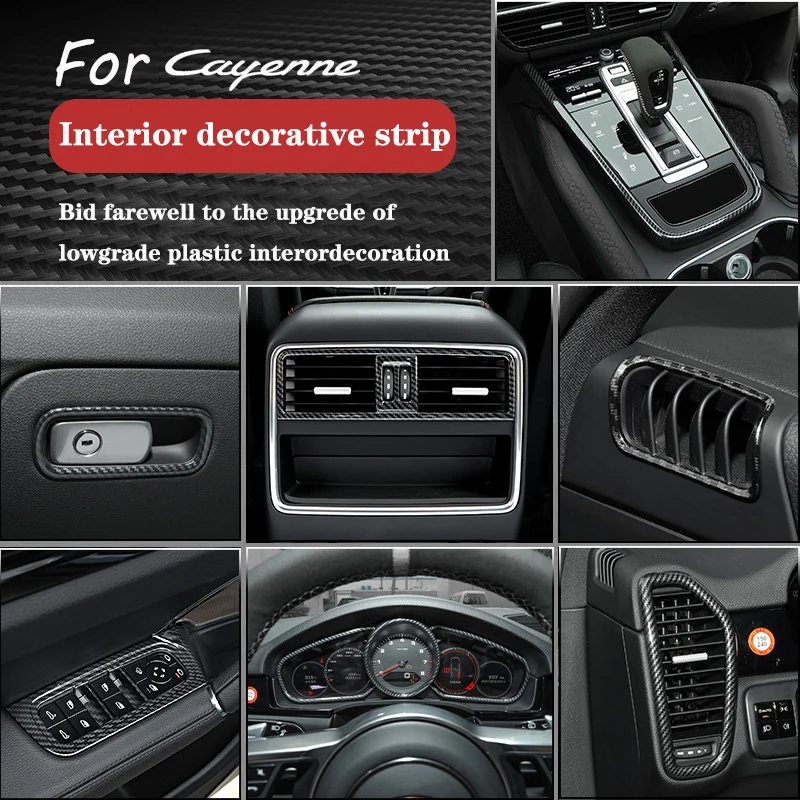 

For Porsche Cayenne 2018 2019 2020 2021 2022 2023 2024 2025 car full set Interior modification carbon fiber decorative frame