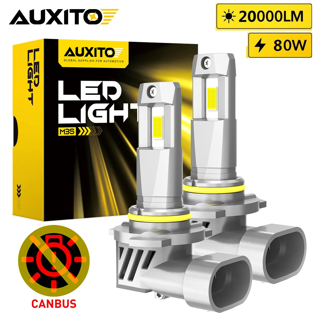 AUXITO 2Pcs 80W 9005 HB3 LED Canbus Headlight H8 H9 H11 H16(JP) Led Lamps 20000LM 6500K White Wireless Plug And Play Auto Lights