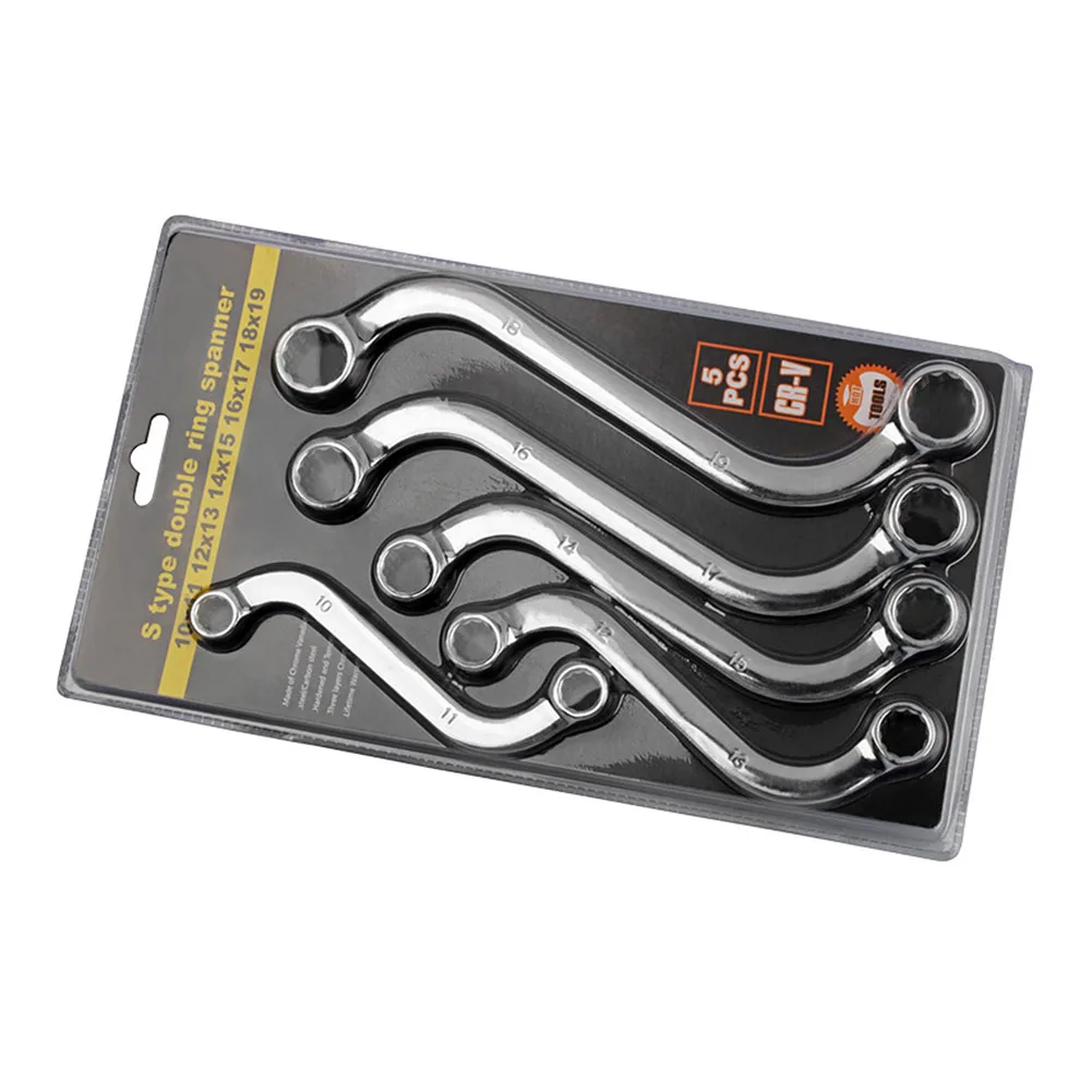 

Brand New Wrench Wrench Set 12-Point 5pcs/Set Anti-rust Double Wrench Durability Durable Metal S Type Wrench Set