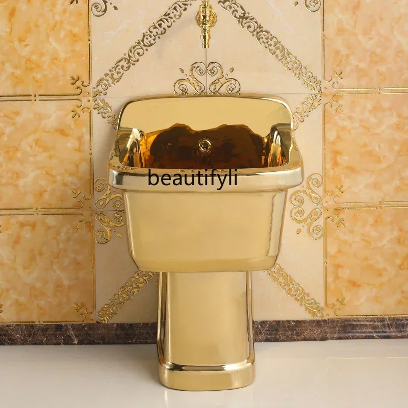 LXEuropean style golden mop pool balcony colored gold mop pool ceramic bar vomiting poolAsmt5203