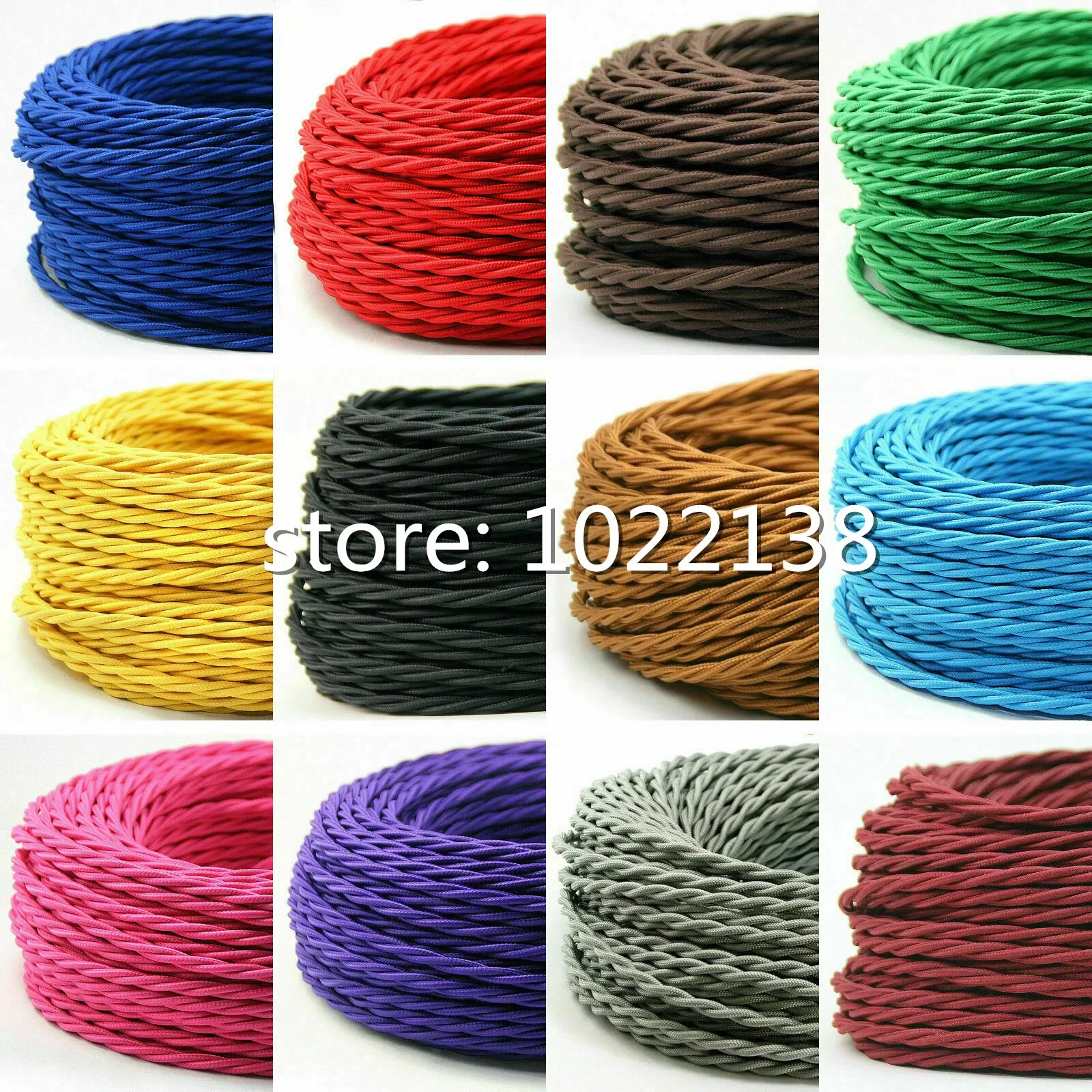 Coffee 5/10/20 Meters 2 Core Electrical Rope Wire Antique Braided Twisted Fabric Lighting Cable Woven Silk Flexible Wire Cord