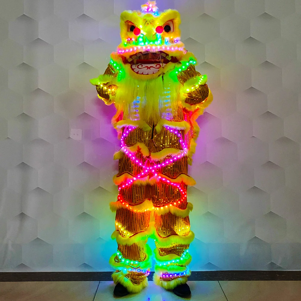 LED lighting lion dance props South lion adult single lion Chinese traditional lion dance New Year party glow-in-the-dark props