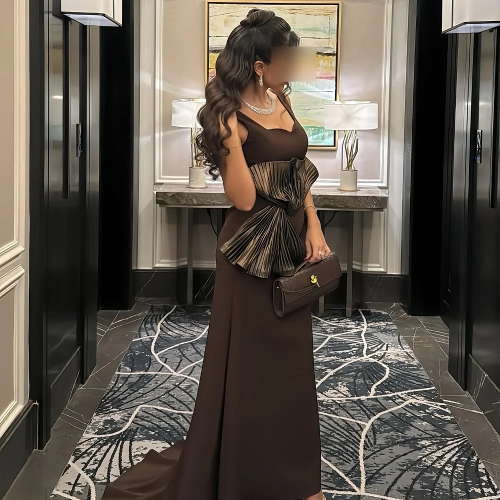 

Customized Modern Style Sizes Available Jersey Pleat Bow A-line Square Neck Long Dresses Bespoke Occasion Dresses Classic Casual