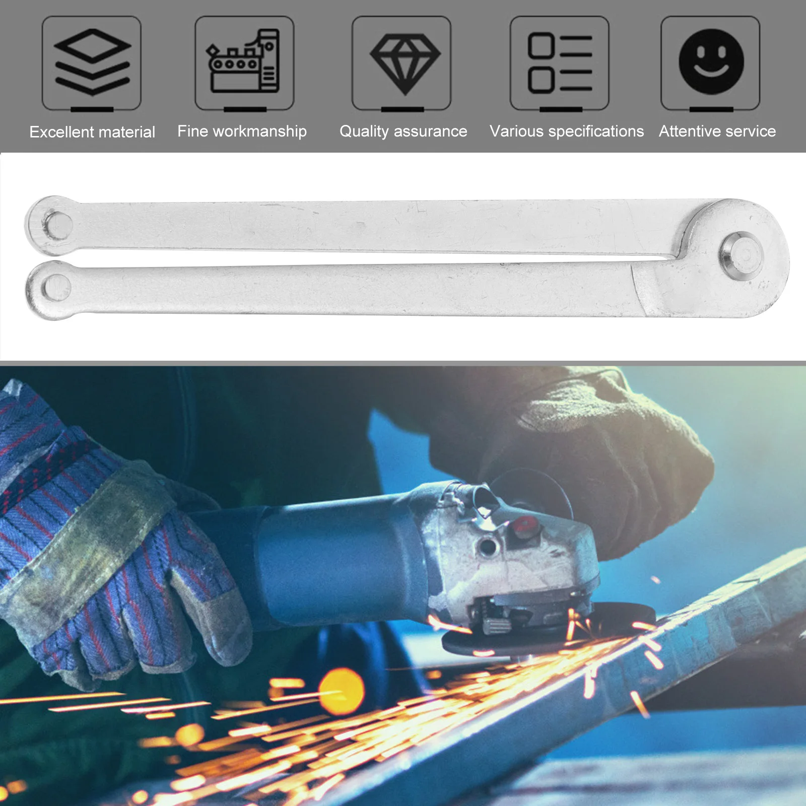 

6pcs Thickened Durable Thickened Angle Grinder Wrench Steel H Angle Grinder Disassembly Wrench Tool Professional Helper