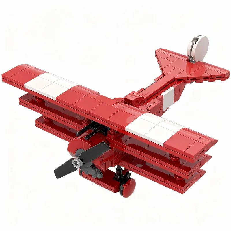 

253PCS MOC Creative Model Fokker Dr 1 Fighter Wwi Building Blocks Assembly Bricks Collectible Display Birthday Gift Collection