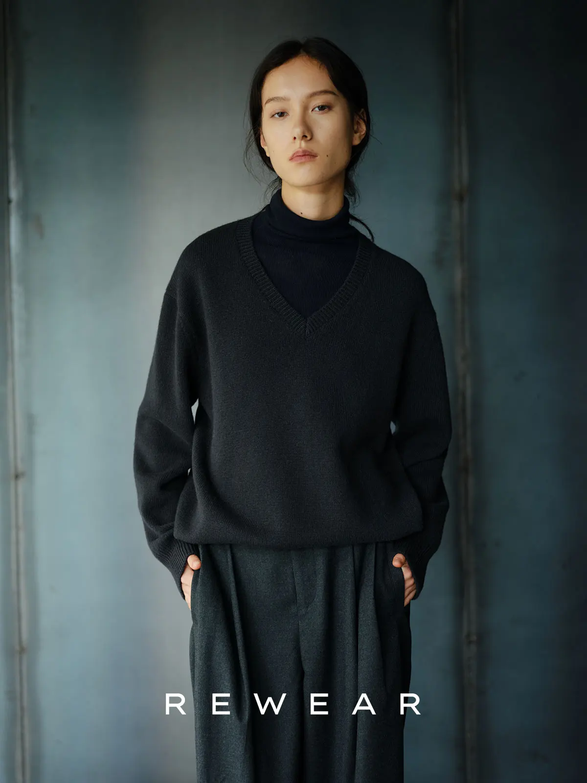 

Винтажный шерстяной свитер REWEAR для женщин, свободный крой, V-образный вырез, комфортный, с длинными рукавами, мягкий, шерстяной, для повседневной носки, модель 669