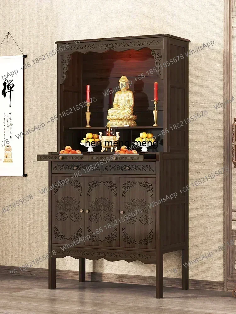 NQ52 New arrrive Buddhist Shrine Chinese Style Wardrobe God of Wealth Buddha Wardrobe Bodhisattva House Temple San