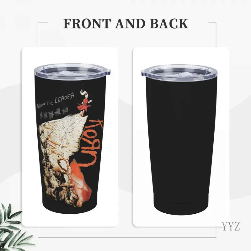 Korn Music 20 Oz Tumbler Rock Vacuum Insulated Travel Coffee Mug with Lid and Straw Stainless Steel Smoothie Tea Mug Spill Proof