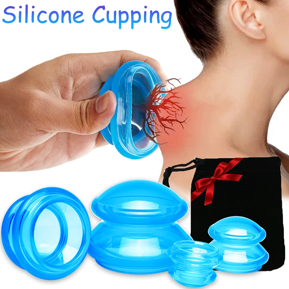 4Pcs Vacuum Cupping Set High Strength Adsorption Magnetic Massager Therapy Cans Home Beauty Salon Special Body Cupping Tools Set