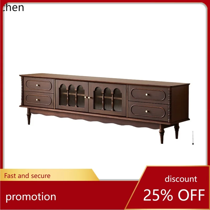 

HT solid wood TV cabinet simple modern light luxury small apartment coffee table combination living room furniture